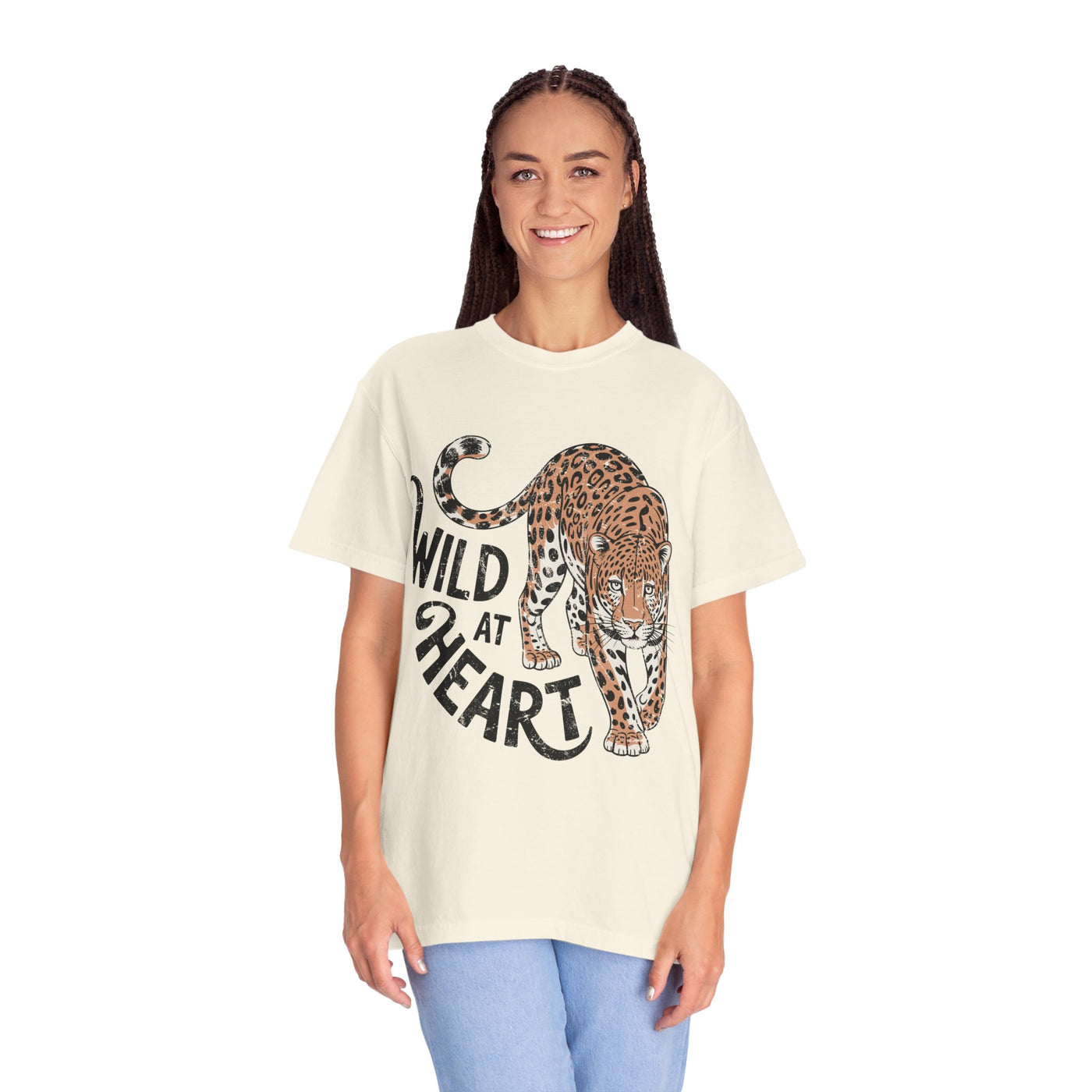 Leopard Graphic Comfort Colors Shirt, Wild At Heart Leopard Tee, Boho Animal Print Shirt, Safari Lover Gift for Women