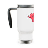 Heart and Peace Sign Travel Mug, Love and Unity Gift, Cute Inspirational Stainless Steel Mug, Friendship Gift for Her