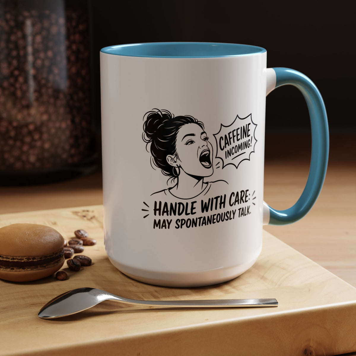 Funny Coffee Lover Mug, Caffeine Incoming Coffee Cup, Handle With Care Mug, Funny Coworker Gift, Office Humor Mug for Women