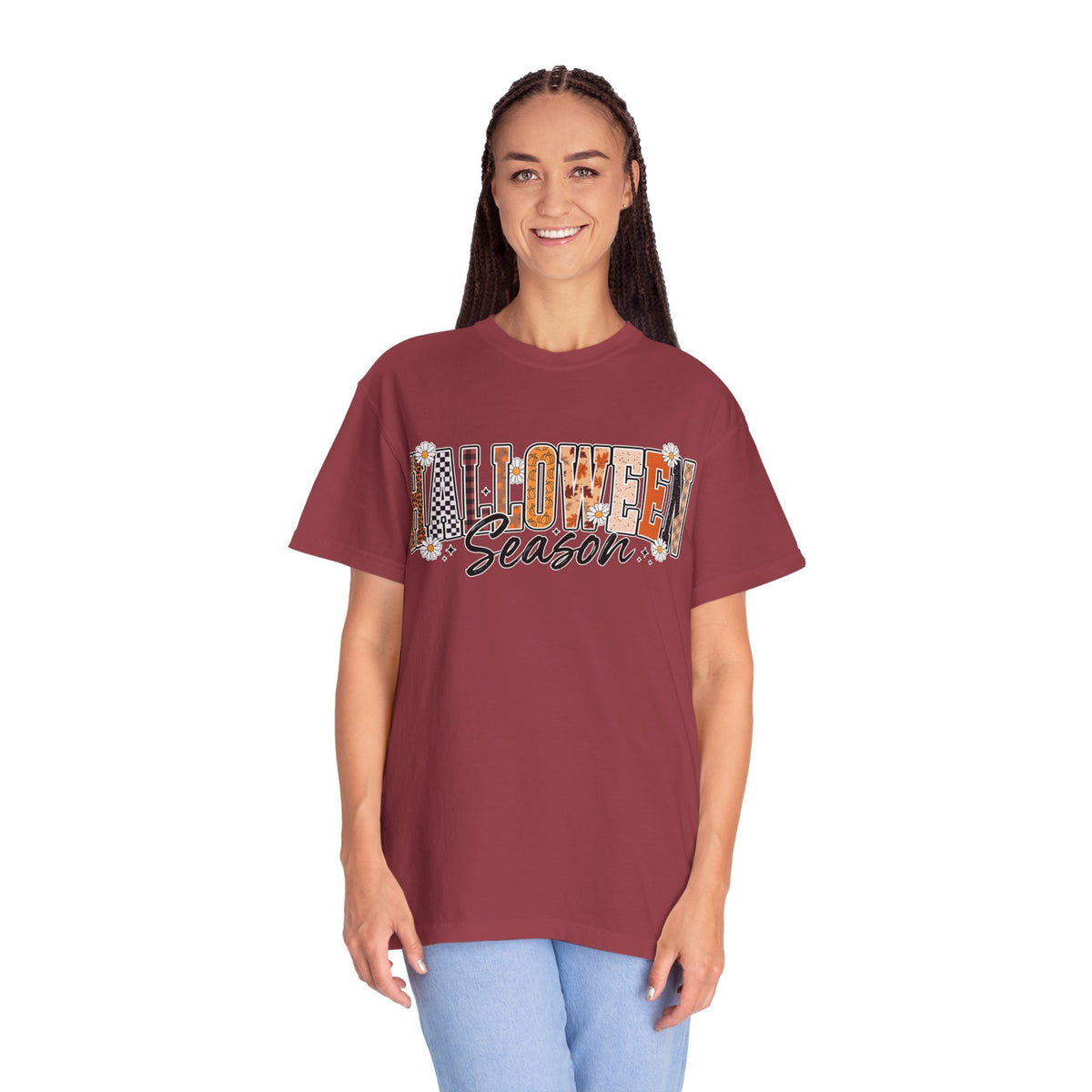 Halloween Season Shirt, Leopard Plaid Pumpkin Letter Graphic Tee, Cute Fall Gift for Women, Spooky October Outfit for Teachers and Moms