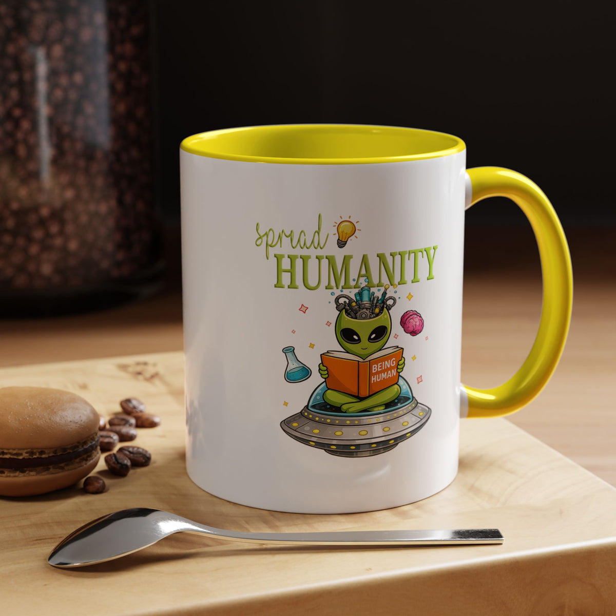 Funny Alien Mug, Being Human Is Weird Coffee Mug, Nerdy Sci-Fi Humor Cup, Alien Lover Gift