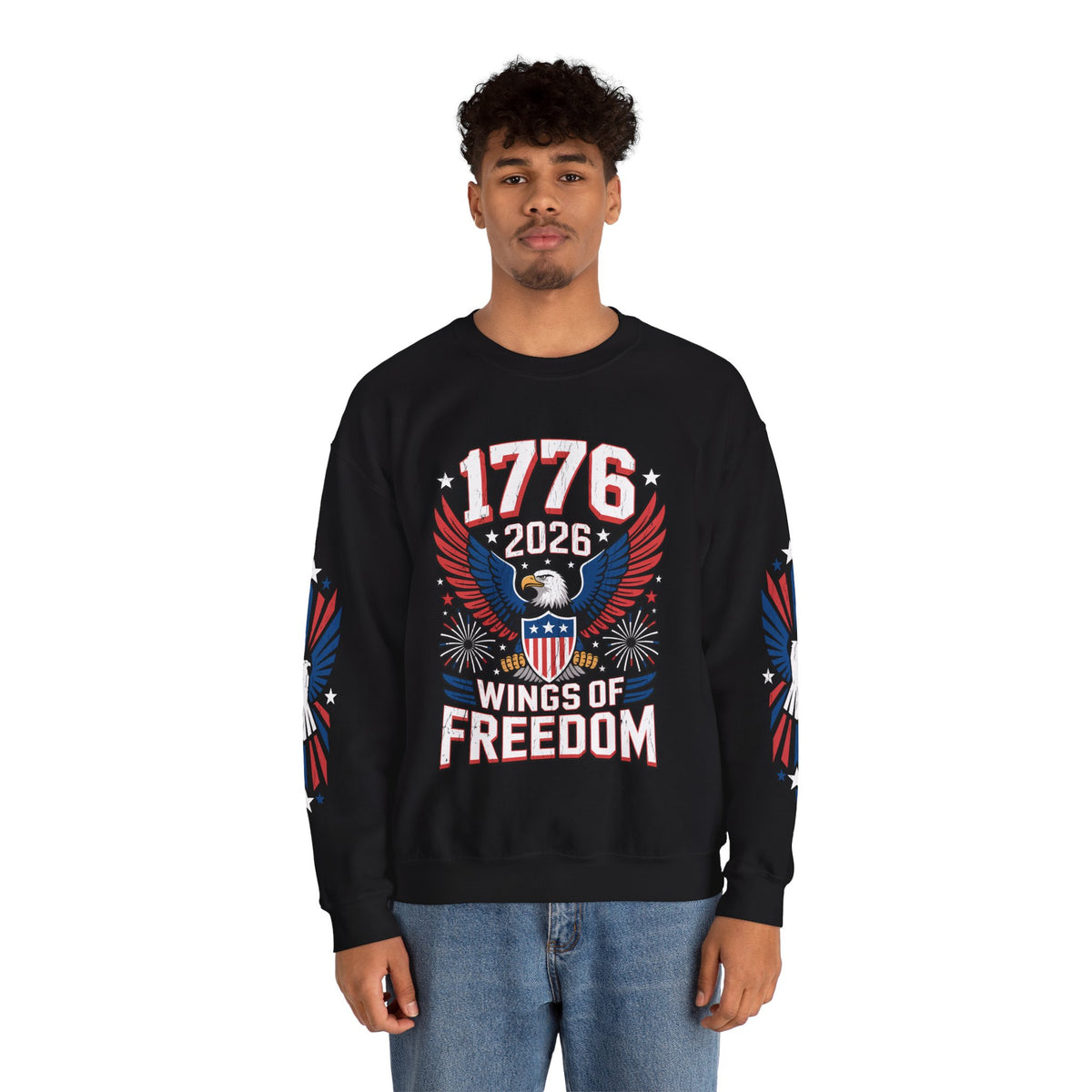 1776 Wings of Freedom Sweatshirt, Patriotic Eagle Pullover, American Flag Crewneck, USA 250th Anniversary Gift, Fourth of July Top