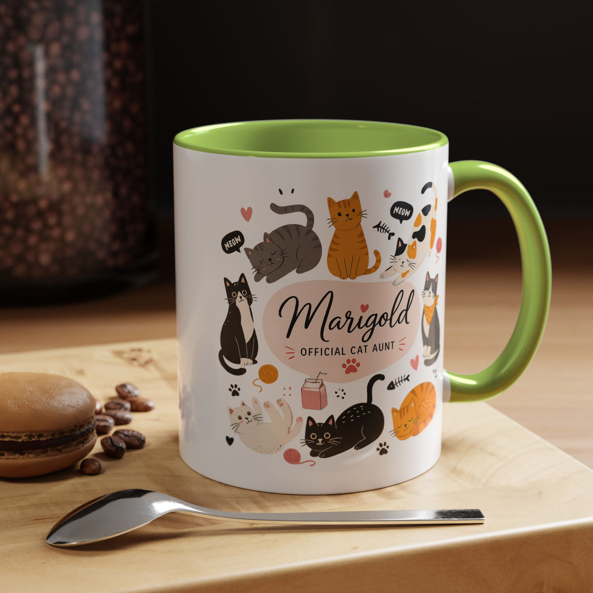 Personalized Cat Aunt Coffee Mug, Custom Cat Mom Style Mug with Name, Official Cat Aunt Gift, Cat Lover Coffee Cup, Pet Owner Mug
