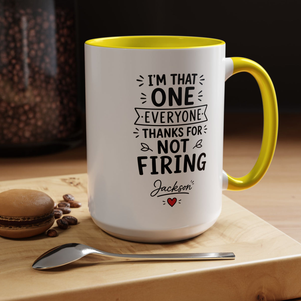 Personalized Funny Boss Mug, Thanks for Not Firing Us Coffee Cup, Custom Manager Name Gift, Coworker Office Humor, Boss Day Present