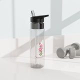 Personalized Floral Transparent Water Bottle, Peony Flower Gift for Her, Custom Name Drinkware, Girly Water Bottle for Work, Gym or School