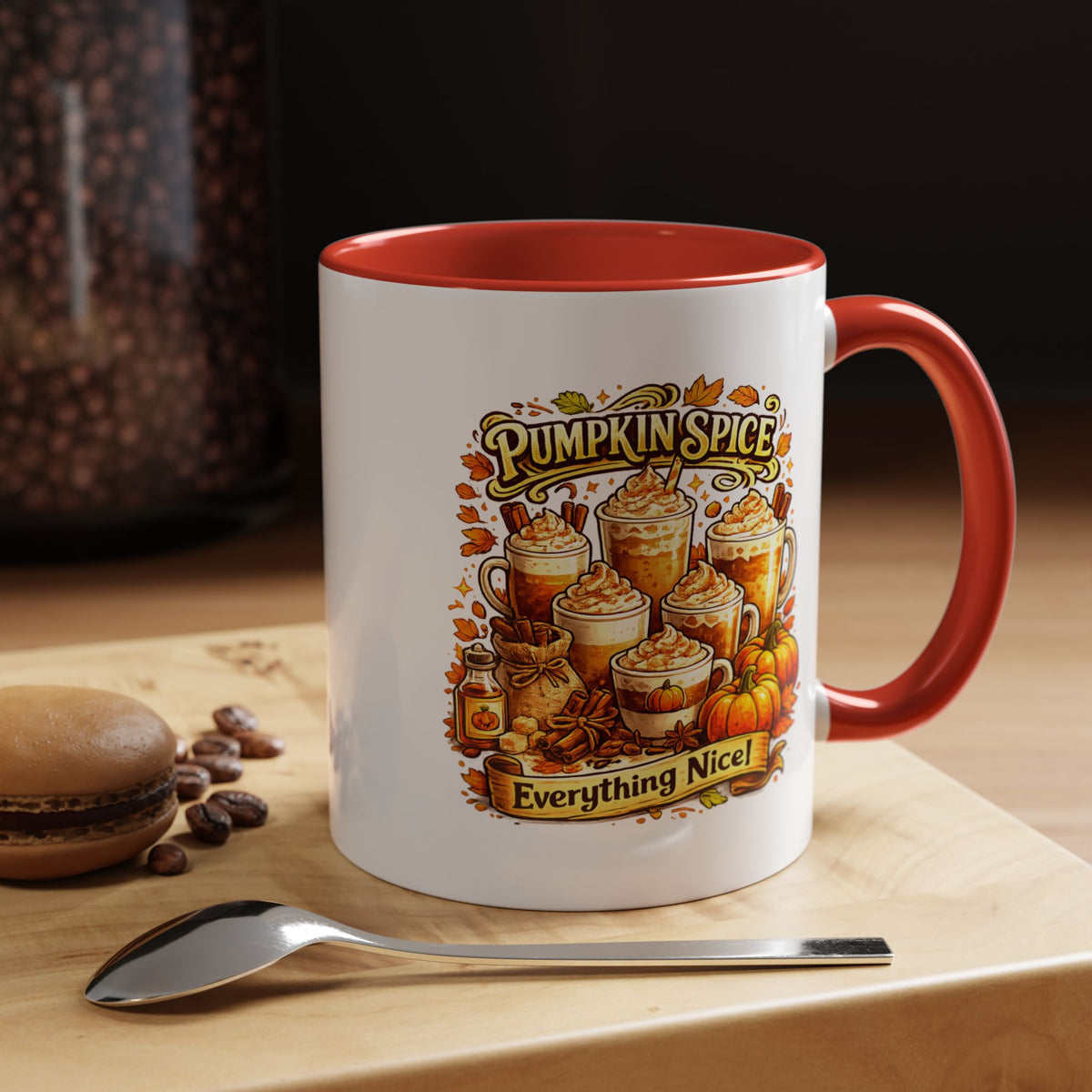 Pumpkin Spice Coffee Mug, Everything Nice Fall Cup, Autumn Latte Gift for Coffee Lover, Thanksgiving Hostess or Pumpkin Season Fan