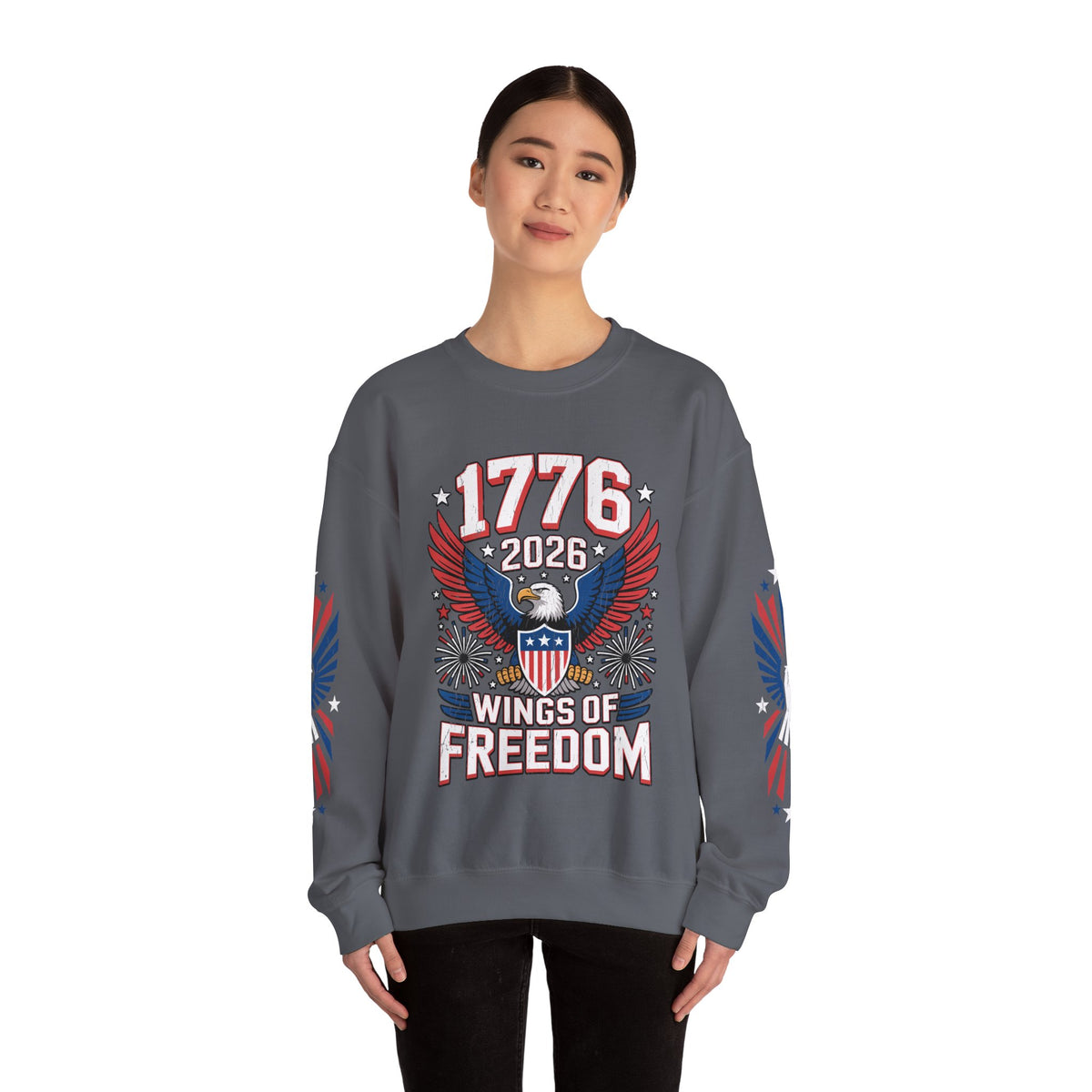 1776 Wings of Freedom Sweatshirt, Patriotic Eagle Pullover, American Flag Crewneck, USA 250th Anniversary Gift, Fourth of July Top