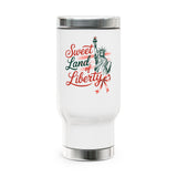 Sweet Land of Liberty Stainless Steel Travel Mug, Patriotic Coffee Cup, American Gift for Her, USA Drinkware, 4th of July Travel Mu