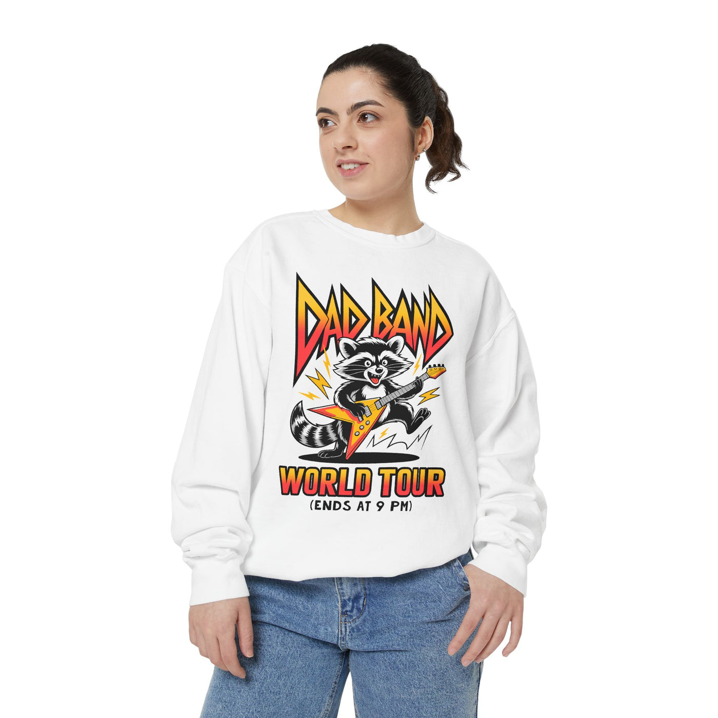 Funny Dad Band Comfort Colors Sweatshirt, Raccoon Rock Band Crewneck, World Tour Ends at 9 PM Sweatshirt, Father's Day Gift