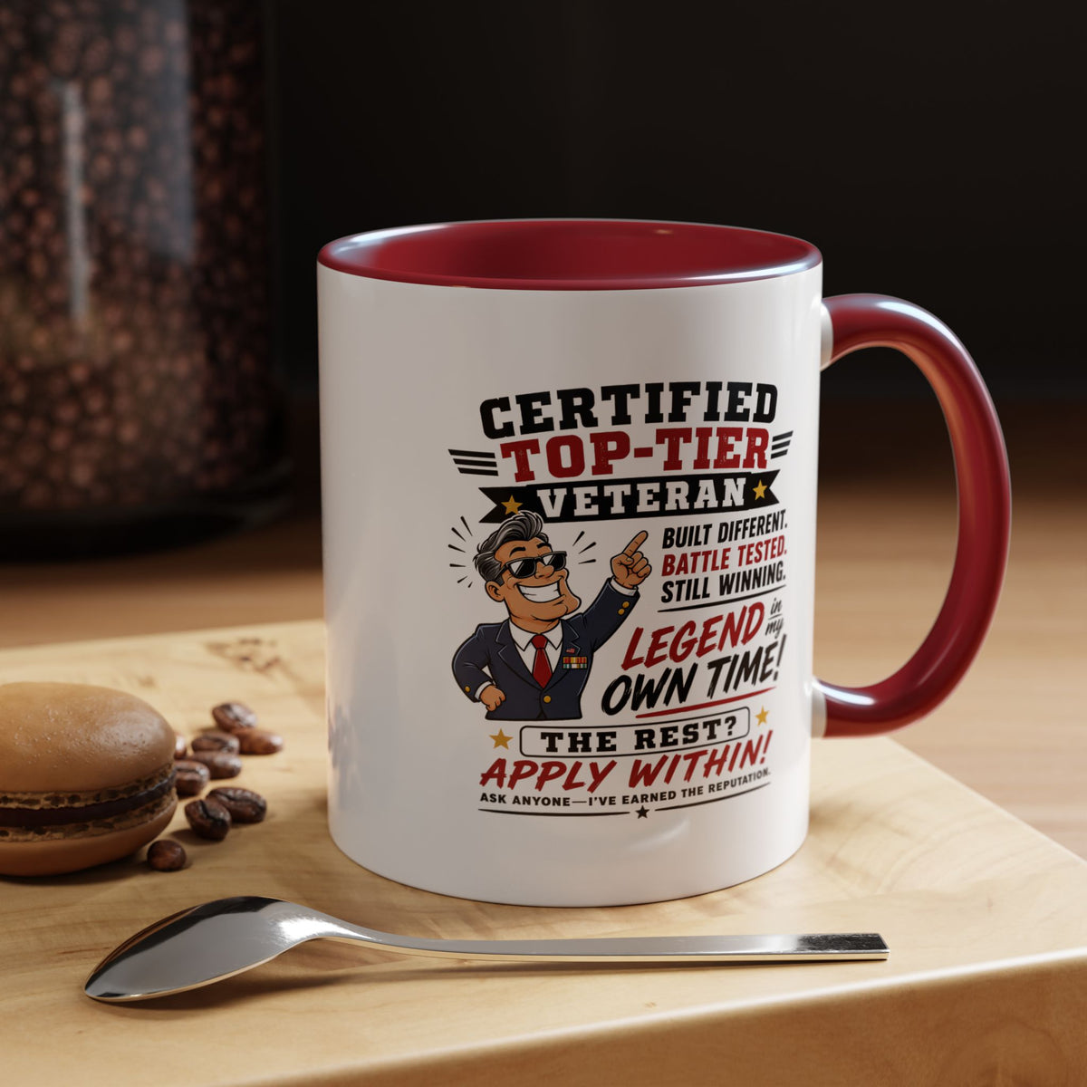 Funny Veteran Coffee Mug, Certified Top Tier Veteran Cup, Military Retirement Gift for Him, Veterans Day Birthday Present, Veteran Humor