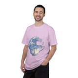Great Wave Teacup Shirt, Japanese Art Inspired Ocean Graphic, Gift for Tea Lovers and Coastal Art Fans, Casual Cafe Weekend Outfit