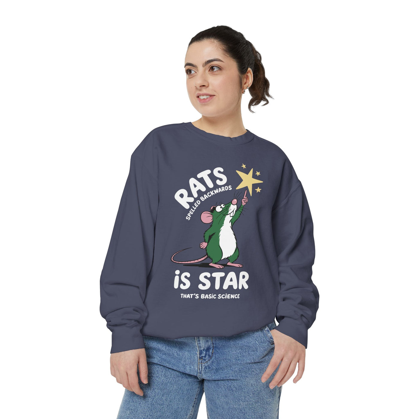 Funny Rat Sweatshirt, Rats Spelled Backwards Is Star Crewneck, Cute Rat Lover Sweatshirt, Pet Rat Gift, Funny Animal Apparel