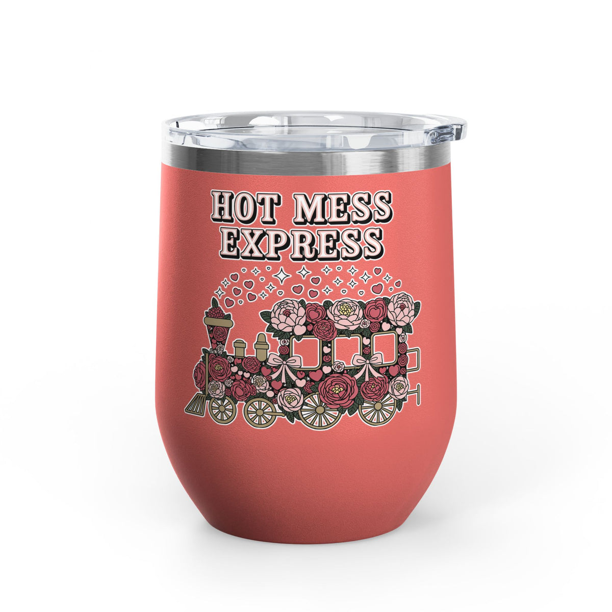Hot Mess Express Wine Tumbler, Floral Drinkware, Funny Gift for Busy Moms, Besties, Coworkers and Chaos Coordinators