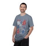 Patriotic Fireworks Shirt, Red White Blue Flower Graphic Tee, Americana T Shirt, Fourth of July Outfit, Vintage USA Gift for Women