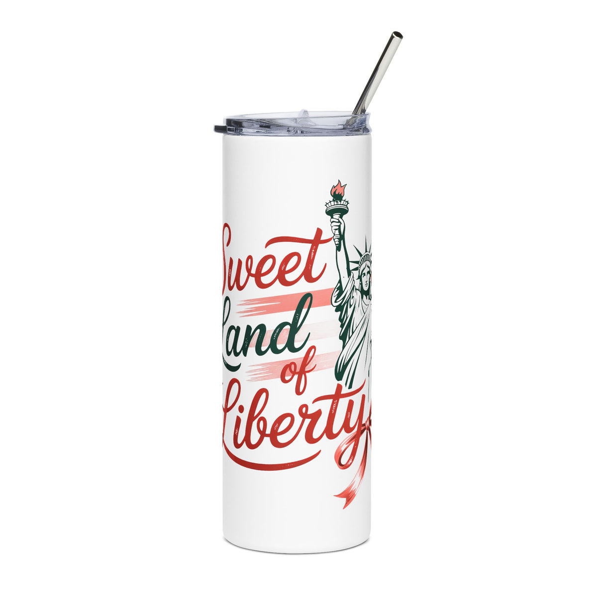 Sweet Land of Liberty Skinny Tumbler, Patriotic USA Drink Cup, 4th of July Gift, American Flag Drinkware, Independence Day Gift for Her