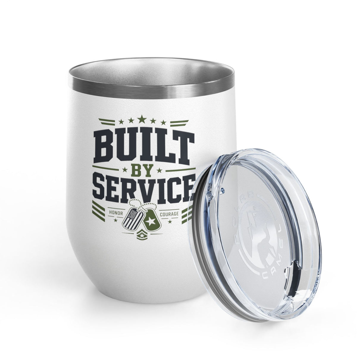 Military Wine Tumbler, Built by Service Gift for Veteran, Patriotic Drinkware for Him, Military Appreciation Gift, Veterans Day Gift