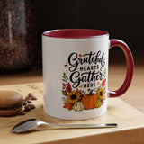 Grateful Hearts Gather Here Mug, Thanksgiving Pumpkin Coffee Cup, Rustic Fall Hostess Gift, Sunflower Harvest Kitchen Decor
