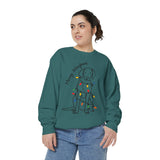 Merry Woofmas Dog Sweatshirt, Funny Christmas Puppy Crewneck, Holiday Lights Pet Lover Pullover, Cute Christmas Gift for Dog Mom or Dog Dad
