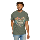 Comfort Colors Celebrate Minds of All Kinds Shirt, Autism Acceptance Flower Heart Tee, Neurodiversity Awareness Shirt, Teacher Gift