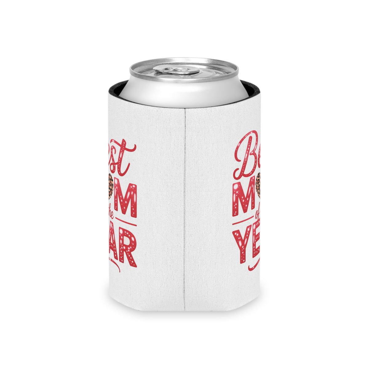 Best Mom Can Cooler, Mother's Day Drink Holder, Leopard Heart Beverage Sleeve, Gift for Mom, Cute Beer Cozy, Mom Birthday Gift