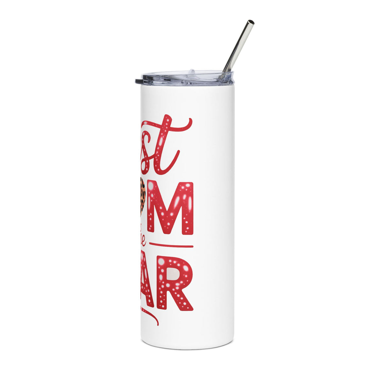 Best Mom Skinny Tumbler, Mom of the Year Travel Cup, Leopard Heart Gift for Mom, Mother's Day Gift, Cute Drinkware for Women