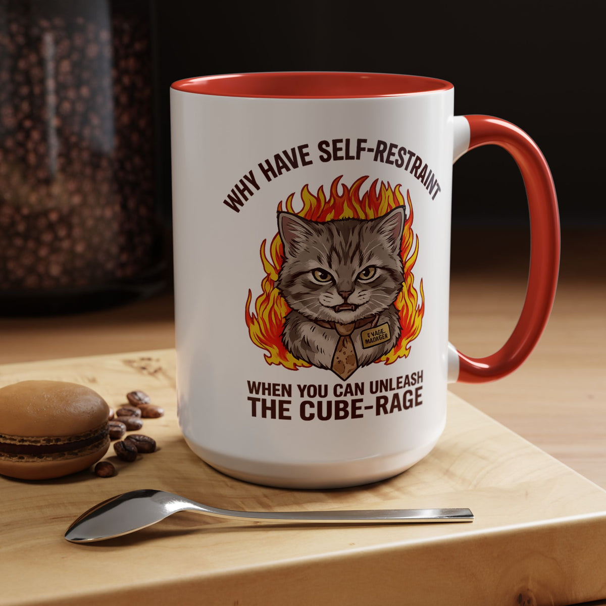Funny Angry Cat Coffee Mug, Cube Rage Office Mug, Cat Lover Humor Gift, Workplace Stress Mug, Coworker Gift for Cat Owners