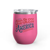 God Bless America Wine Tumbler, Patriotic Drinkware for Women, USA Wine Cup, Fourth of July Gift, American Pride Gift, Red White Blue Cup