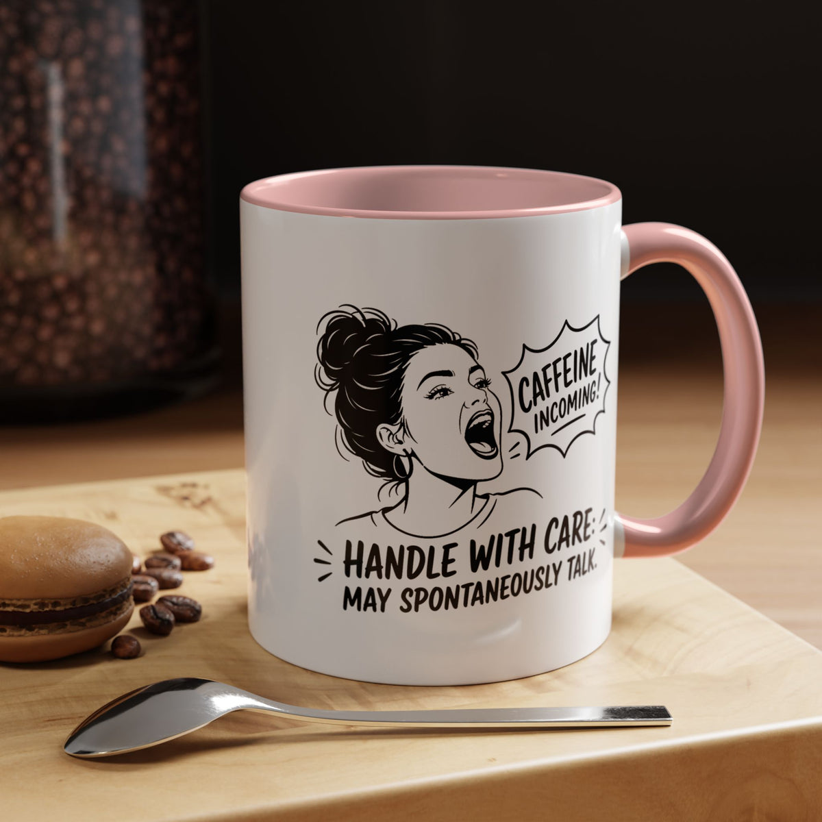 Funny Coffee Lover Mug, Caffeine Incoming Coffee Cup, Handle With Care Mug, Funny Coworker Gift, Office Humor Mug for Women