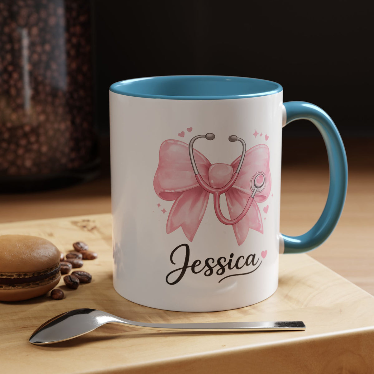 Personalized Nurse Mug, Custom Nurse Name Coffee Mug, Pink Stethoscope Gift, RN Appreciation Gift, Nurse Graduation Cup