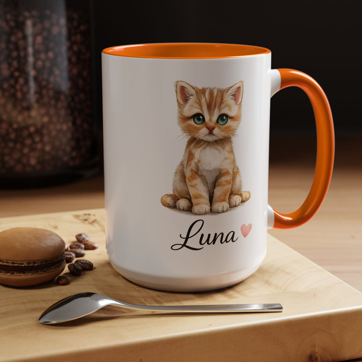Personalized Cat Lover Mug, Custom Cat Name Coffee Mug, Cute Kitten Mug Gift for Cat Moms, Pet Lover Keepsake Cup