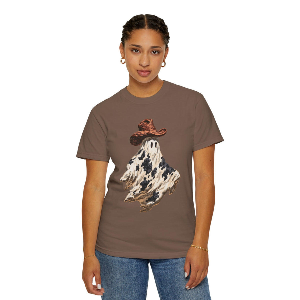 Western Ghost Halloween Shirt, Cowboy Hat Spooky Graphic Tee, Cute Vintage Fall Gift for Cowgirl, Country October Outfit for Women