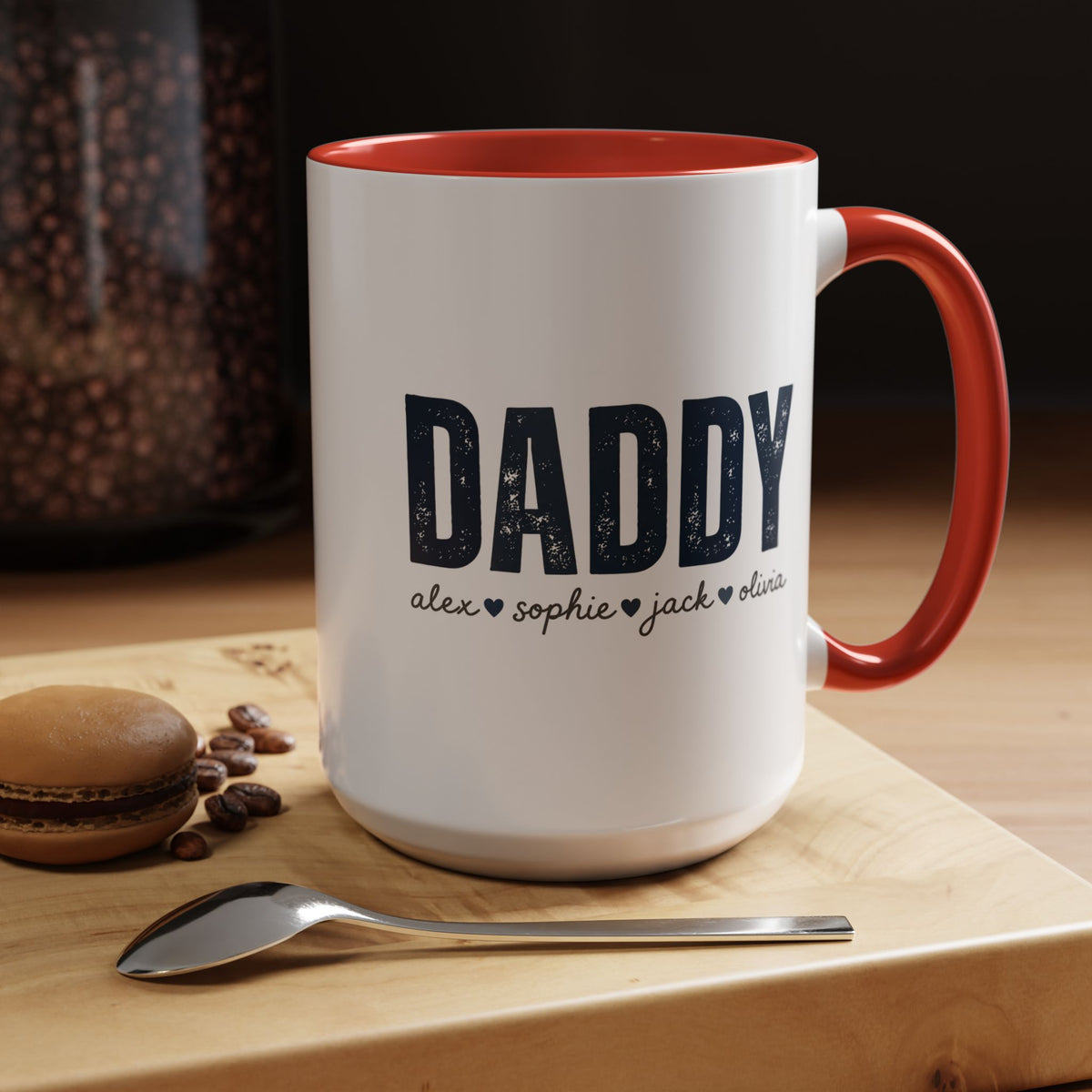 Personalized Daddy Coffee Mug with Kids Names, Custom Dad Mug Gift from Children, Father's Day Coffee Cup, Birthday Gift for Daddy