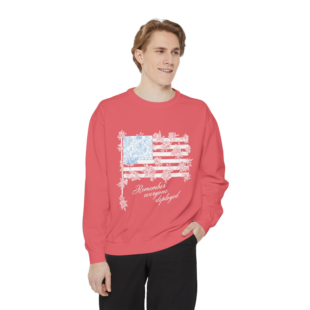 Military Deployment Comfort Colors Sweatshirt, Remember Everyone Deployed Crewneck, Patriotic Floral American Flag Sweatshirt, Support Our Troops Pullover