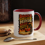 Book Lover Cat Coffee Mug, Reading Cat Mug for Bookworms, Literary Gift for Readers, Librarian Teacher Cup, Books Unlock Minds
