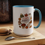 Cozy Harvest Coffee Mug, Cute Autumn Favorites Cup, Fall Gift for Her, Pumpkin Spice Lover Birthday Present, Thanksgiving Kitchen Decor