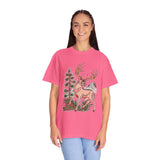 Woodland Deer Shirt, Rustic Stag and Mountain Graphic, Gift for Wildlife Lovers and Hikers, Forest Inspired Cabin Weekend Clothing