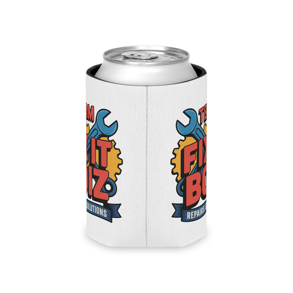 Mechanic Can Cooler, Team Fix It Boiz Wrench and Gear Design, Workshop Drink Holder, Handyman Gift for Dad or a Repair Crew Birthday