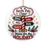Personalized North Pole Christmas Ornament, Custom Family Name Keepsake, Festive Signpost Decor, Unique Holiday Gift for Families