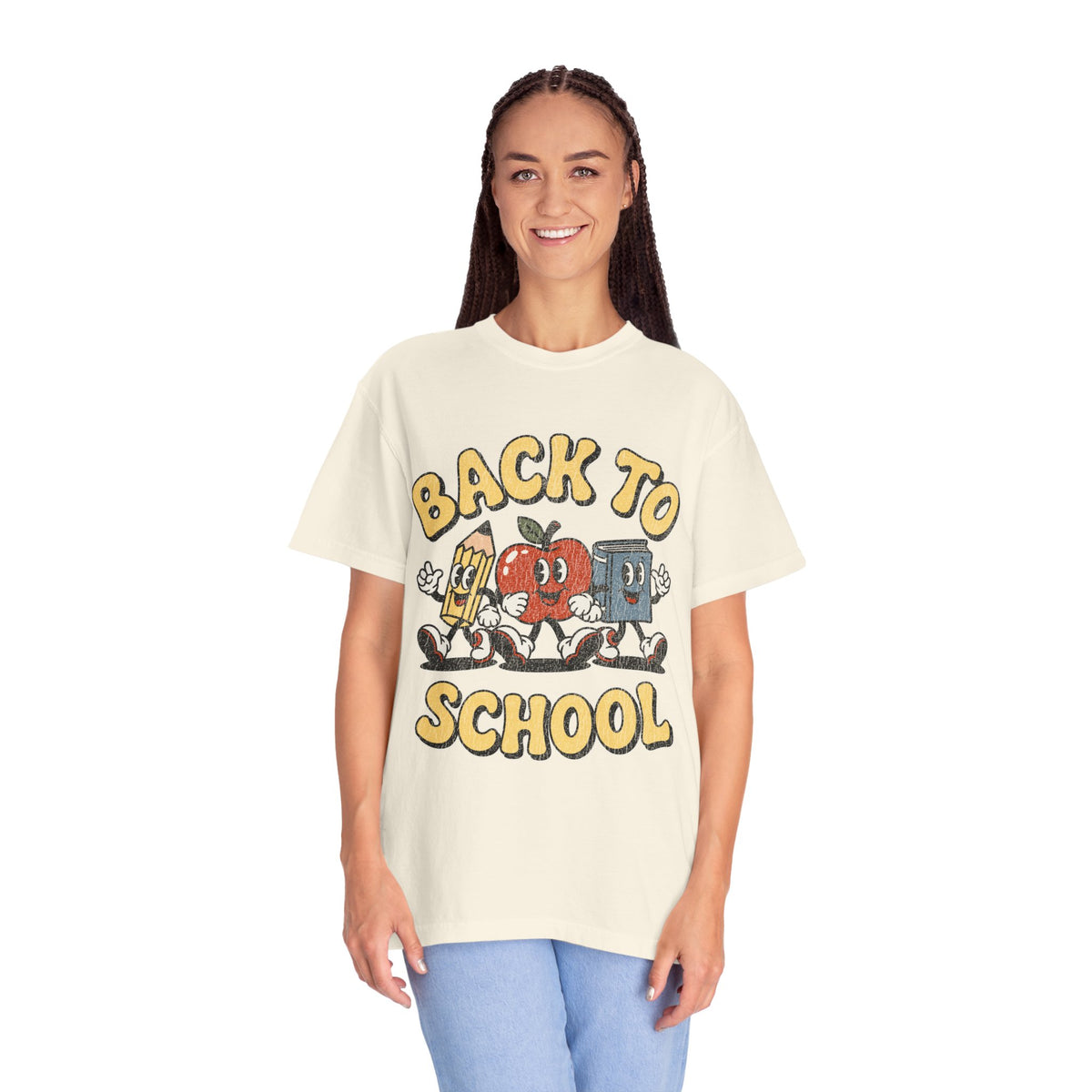 Back to School T-Shirt, Retro Apple Pencil and Book Graphic Tee, Teacher Shirt, First Day Classroom Outfit, Educator Gift, School Staff Top