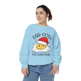 Egg-Cited for Christmas Sweatshirt, Funny Fried Egg Crewneck, Cute Food Pun Holiday Pullover, Christmas Breakfast Gift for Brunch Lover