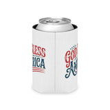 God Bless America Can Cooler, Patriotic Drink Holder, American Flag Beer Cozy, 4th of July Party Gift, USA Camping Accessory