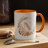 Personalized Floral Monogram Mug, Custom Initial Coffee Mug for Women, Botanical Letter Cup, Bridesmaid Gift, Birthday Gift for Her