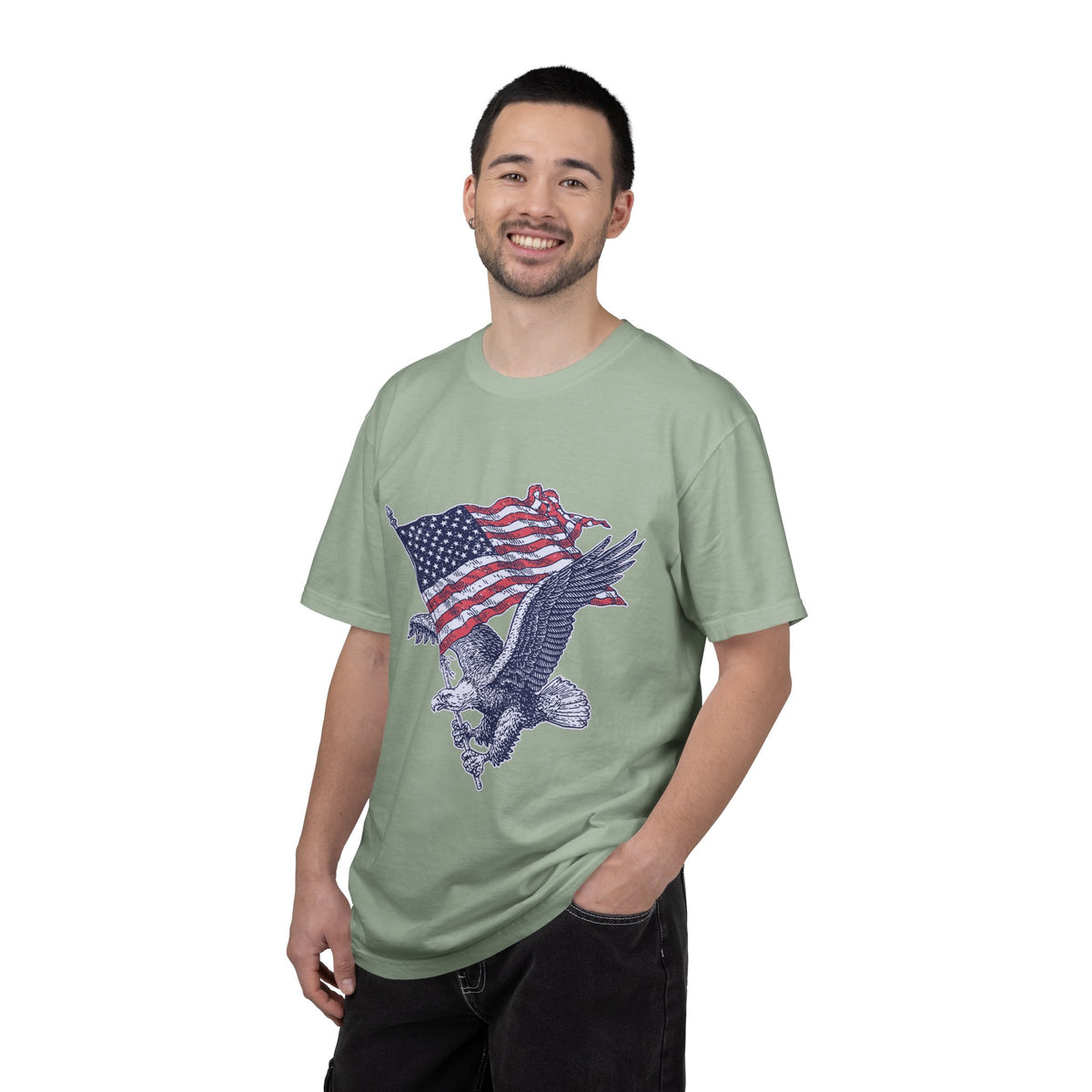 Bald Eagle American Flag Shirt, Retro Patriotic Graphic, Gift for USA Pride Fans, Fourth of July Celebrations and Everyday Clothing