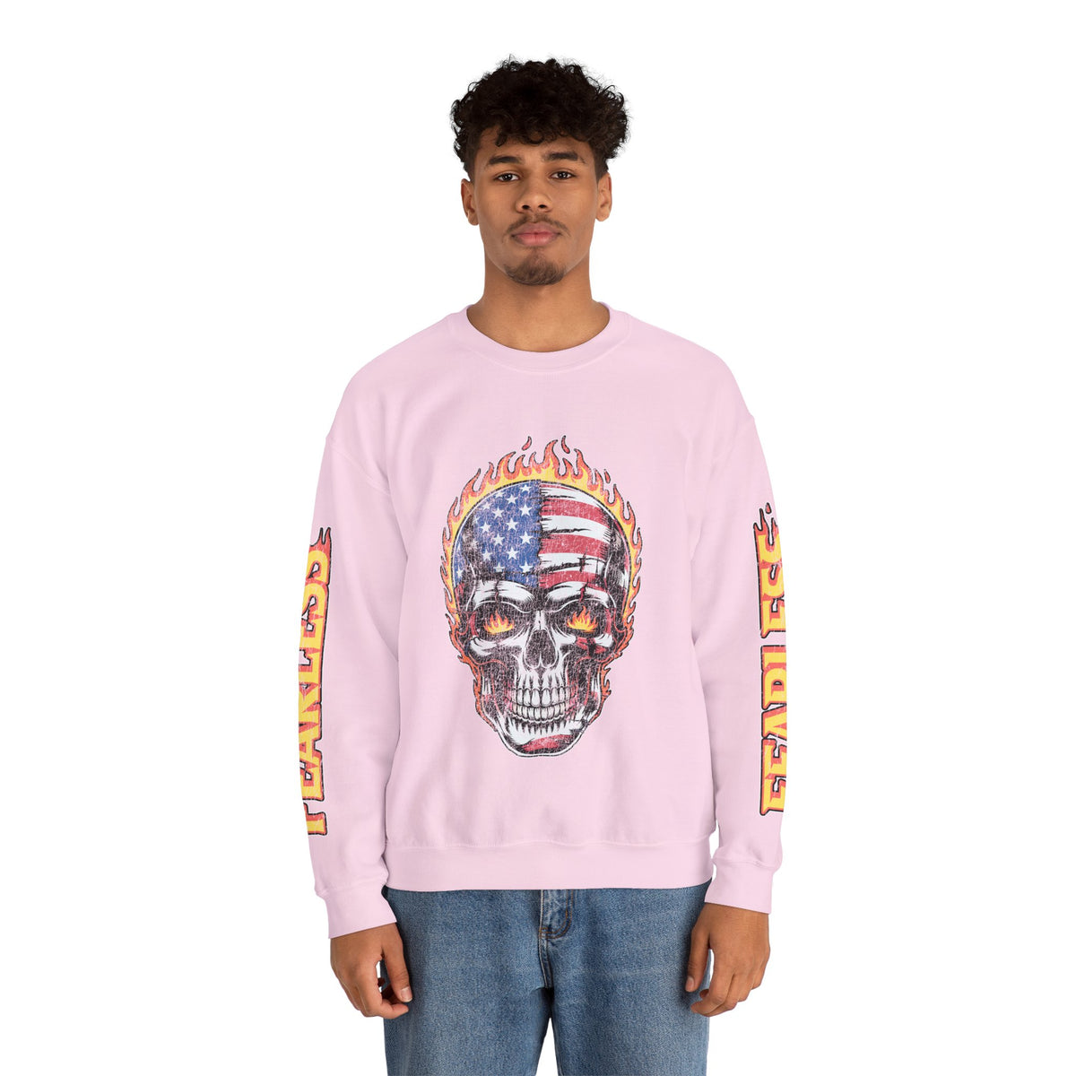 Patriotic Skull Sweatshirt, American Flag Skull Pullover, USA Biker Style Top, Edgy Americana Clothing, Fourth of July Gift