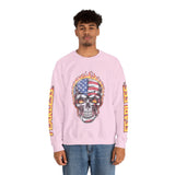 Patriotic Skull Sweatshirt, American Flag Skull Pullover, USA Biker Style Top, Edgy Americana Clothing, Fourth of July Gift