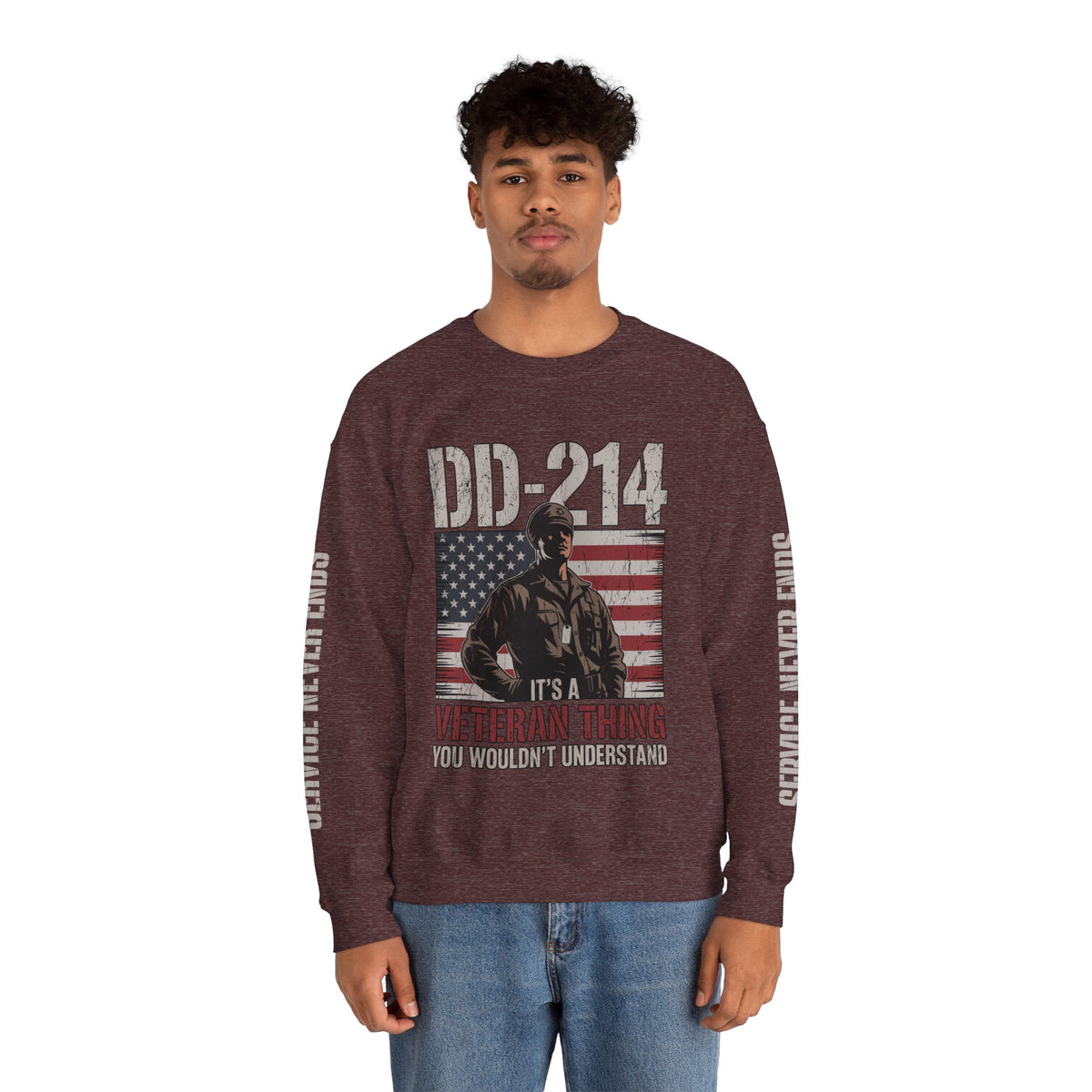 DD-214 Veteran Sweatshirt, Military Veteran Crewneck, American Flag Pullover, Veteran Gift for Him, Patriotic Fourth of July Top