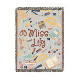 Personalized Teacher Blanket, Custom Name School Supplies Throw for Classroom Decor, Thoughtful Educator Gift, Back to School Keepsake for Her