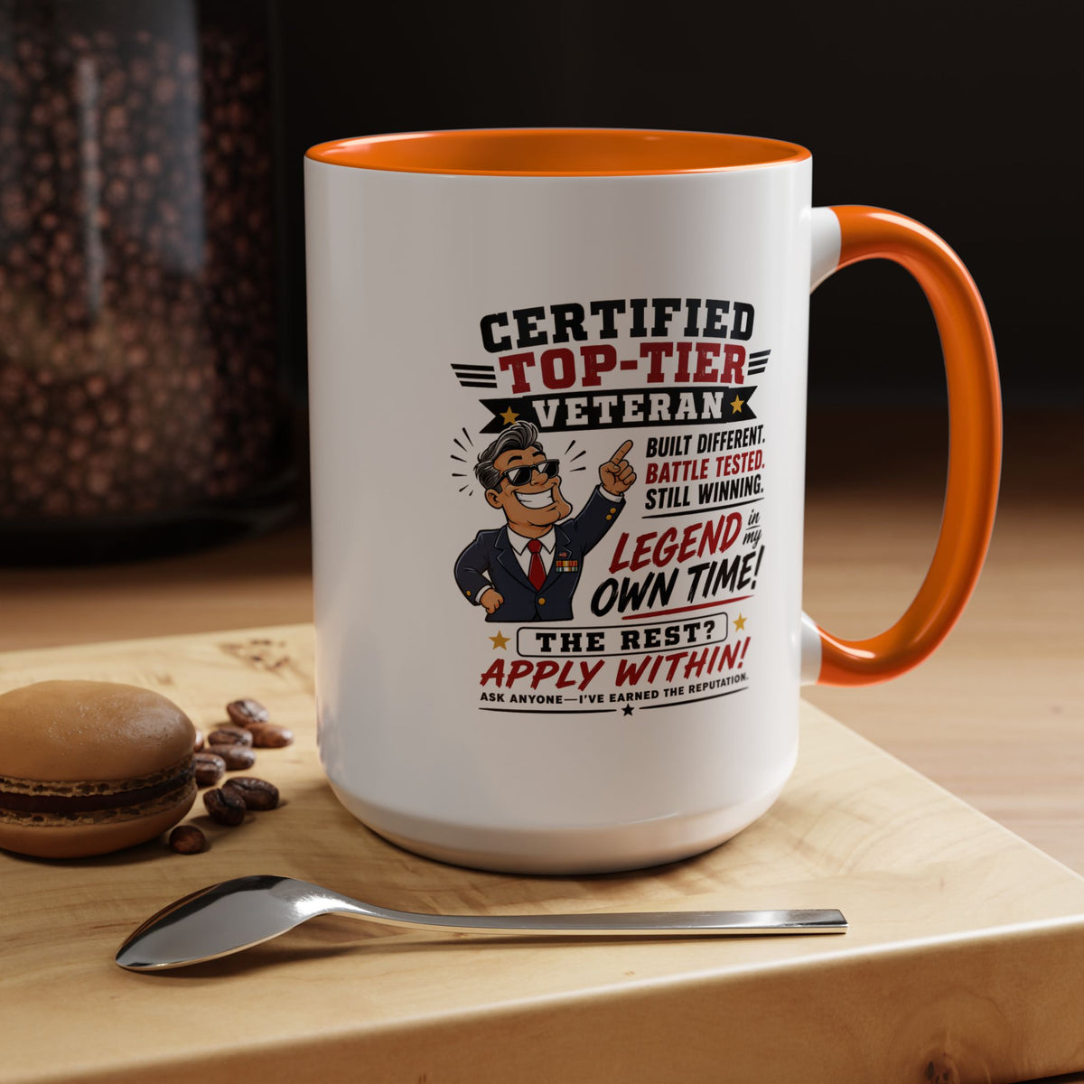 Funny Veteran Coffee Mug, Certified Top Tier Veteran Cup, Military Retirement Gift for Him, Veterans Day Birthday Present, Veteran Humor