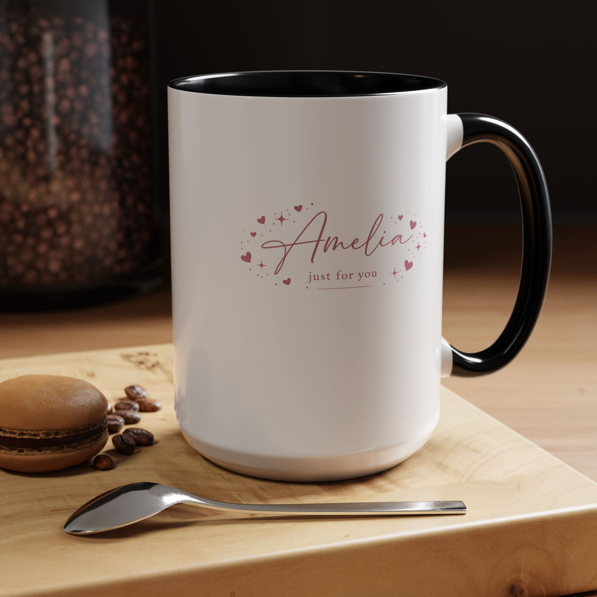 Personalized Name Coffee Mug, Custom Name Mug for Her, Just for You Gift Mug, Minimalist Pink Coffee Cup, Unique Birthday Gift