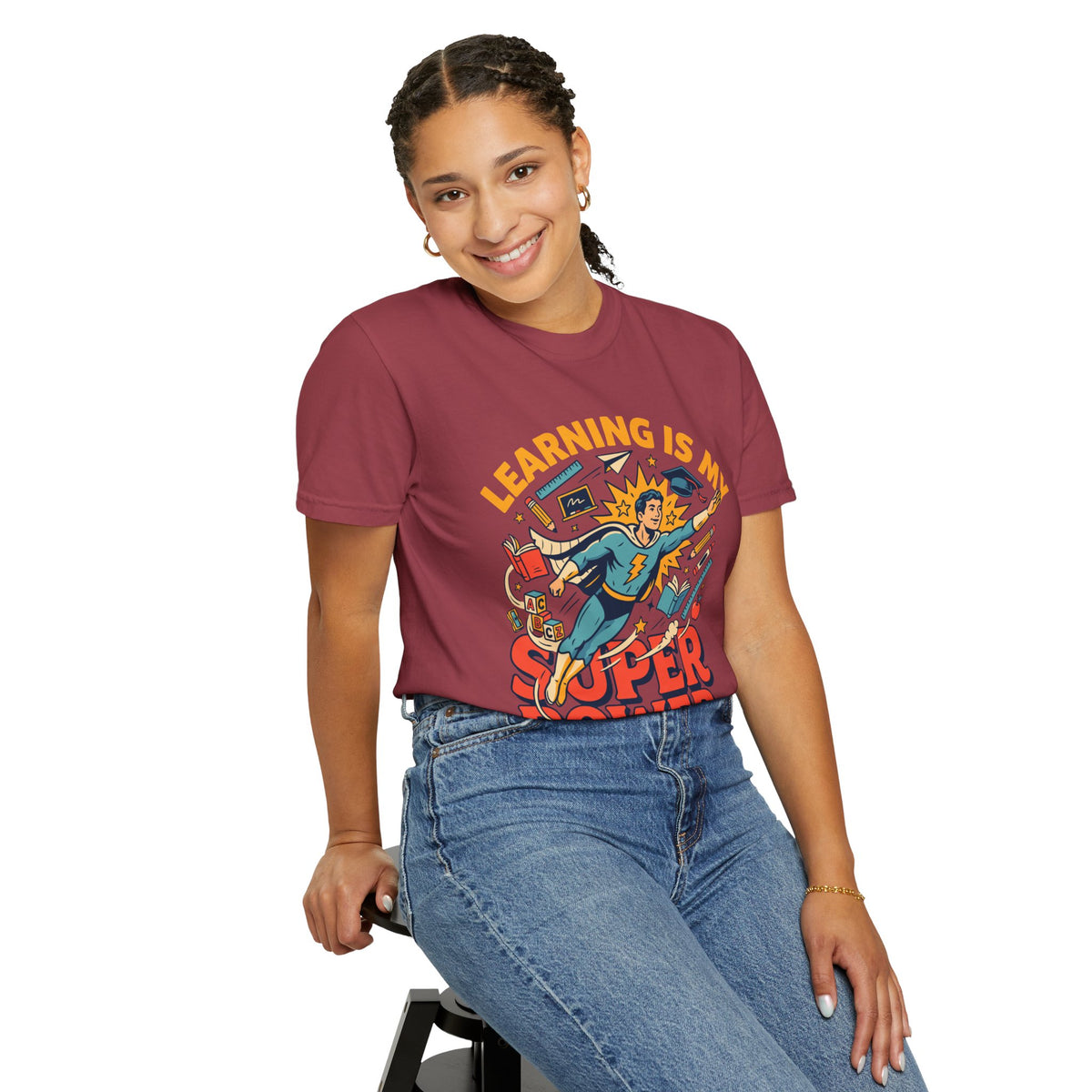 Teacher Superhero Comfort Colors Shirt, Learning Is My Super Power Tee, Teacher Appreciation Gift, Back To School Educator Shirt